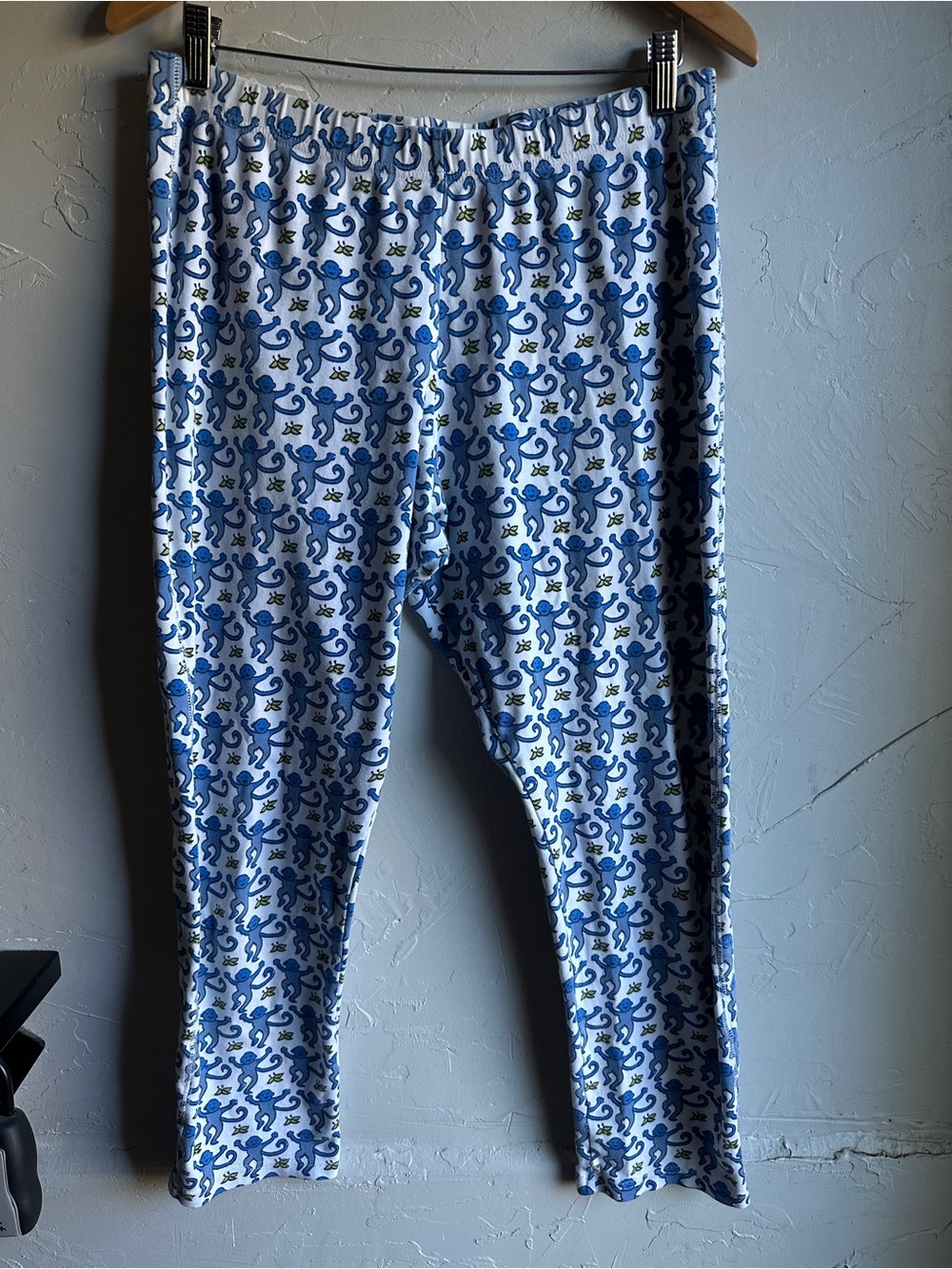 Roller Rabbit Blue Monkey Cotton Pajama Pants Sleepwear Loungewear Novelty L
